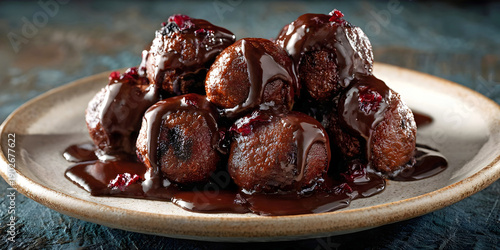 Cocoa Crave: Rustic Bites of Chocolate Balls, ai generated.