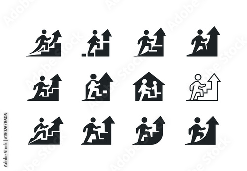 Career Logo Set. Job hunting for recent graduates and entry-level positions. Icon set. Set Logo of job hunting for recent graduates and entry-level positions: