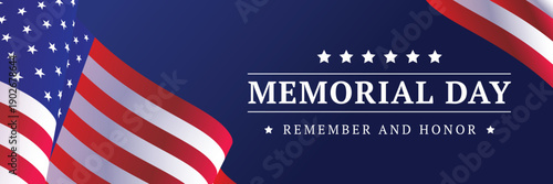 Memorial day tribute with american flags