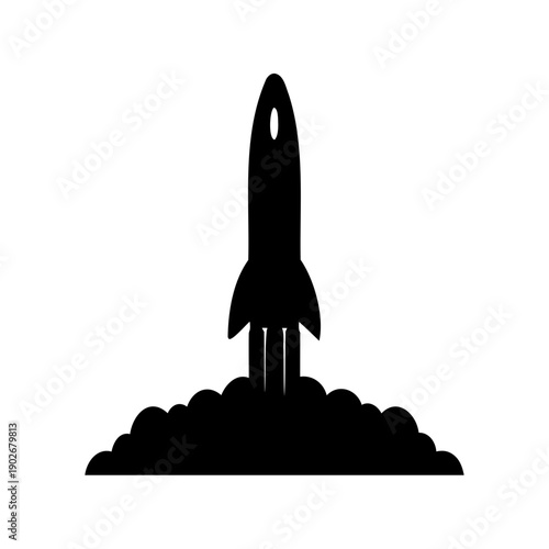 A rocket launching into the sky with a trail of smoke Vector, illustration