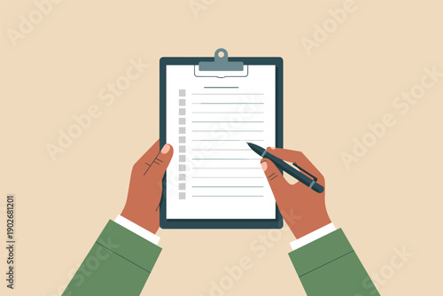 Checking Off Items on a To-Do List, productivity planning concept with copy space