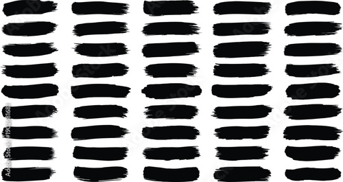 Collection of black brush stroke shapes on white background