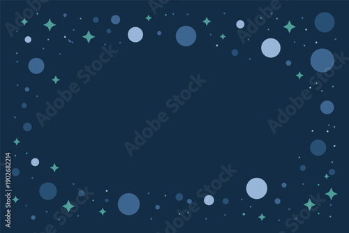 Celestial Night Sky Frame with Stars and Planets, cosmic background concept with copy space