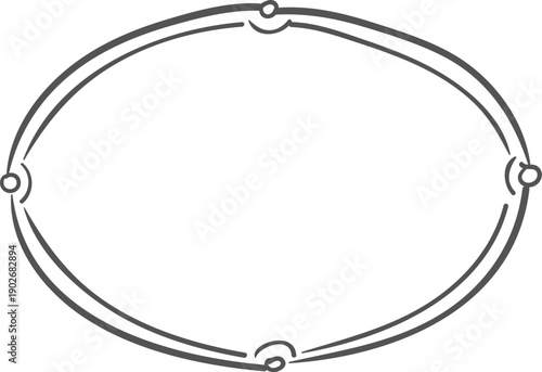 Oval line frame in hand drawn doodle style