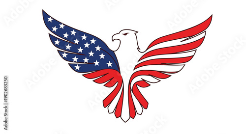 American eagle symbol with usa flag wings on white background patriotic illustration