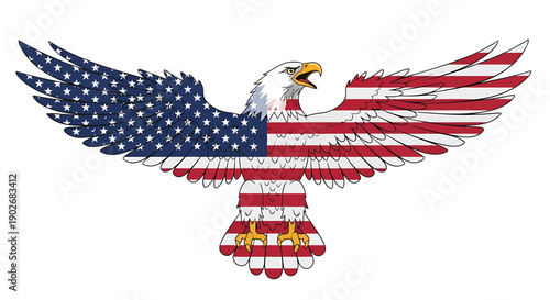 American eagle with usa flag wings spread wide symbolizing freedom and patriotism