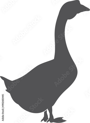 Goose black silhouette. Poultry symbol. Farm bird