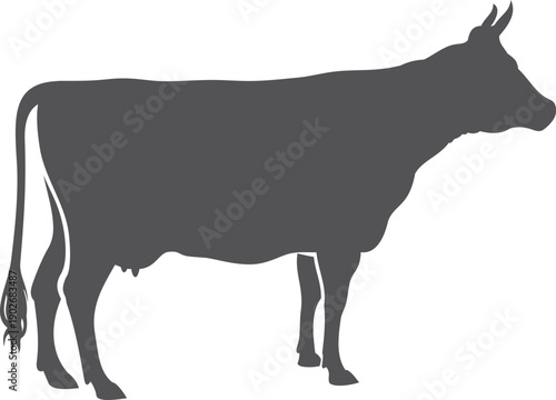 Cow black silhouette. Cattle icon. Farm animal