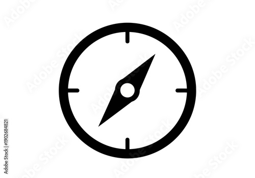 A perfect and simple black and white compass icon pointing north navigation symbol direction finder graphic