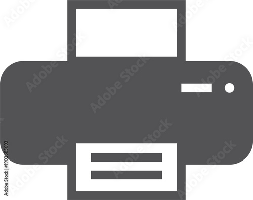 Printer black icon. Paper print machine symbol