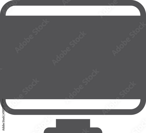 Computer monitor black icon. Display screen symbol
