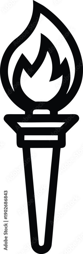 Fototapeta premium Silhouette of a torch with flame