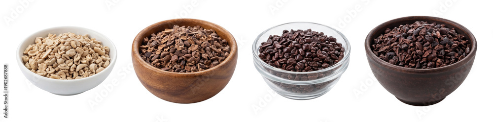 Fototapeta premium Cocoa nibs bowl set.