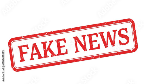 Red stamp with fake news text on for misinformation concept