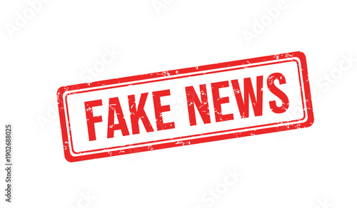 A red stamp with the words fake news on a indicating misinformation or disinformation being spread