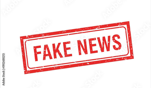 A red stamp with the words fake news on a indicating misinformation or disinformation being spread
