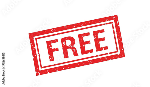 A red stamp with the word free on a for indicating something is complimentary or without cost