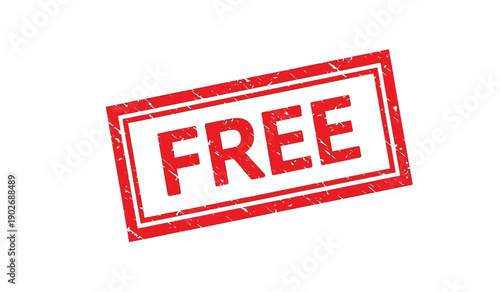 Red free stamp on for indicating something is complimentary or no cost