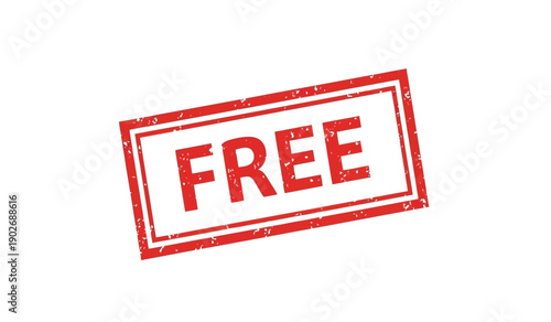 Red free stamp on with distressed texture and rectangular shape