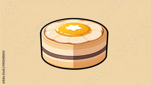 Flat colored cookie icon illustration with plain background 
