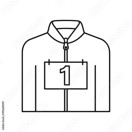 Race bib number on jacket for winter marathon race concept  