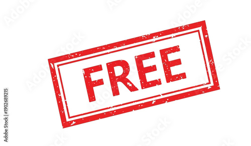 Red rubber stamp with the word free on for indicating something is complimentary