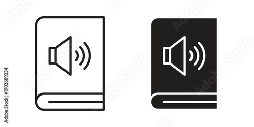 Audio book icon in black solid style. linear symbol.