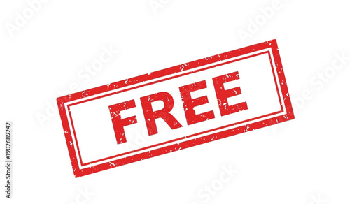 A red stamp with the word free on a, indicating something is free or complimentary