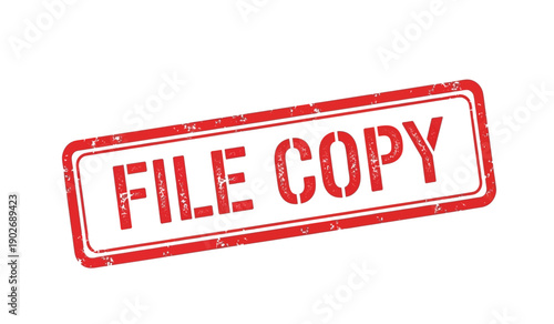 Red file copy stamp on for document verification purposes