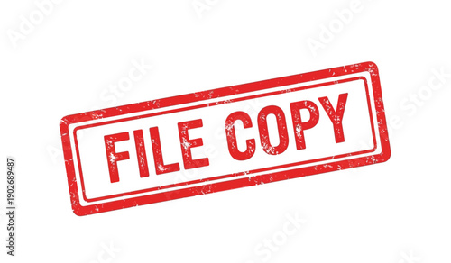 Red file copy stamp on for document verification purposes