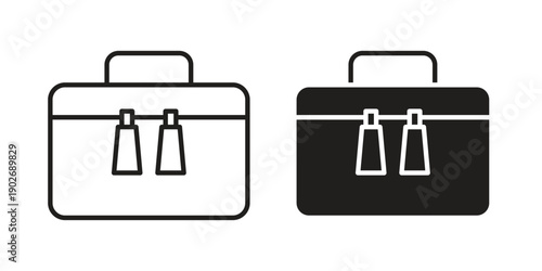 Big makeup box icon in black solid style. linear symbol.