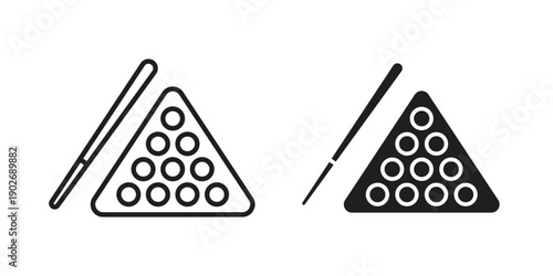 billiards icon in black solid style. linear symbol.