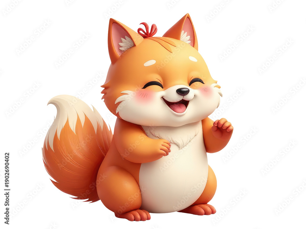 Naklejka premium A cartoon illustration of a foxy character sitting on its hind legs, ready for action