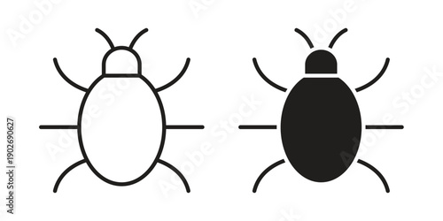 Bug icon in black solid style. linear symbol.