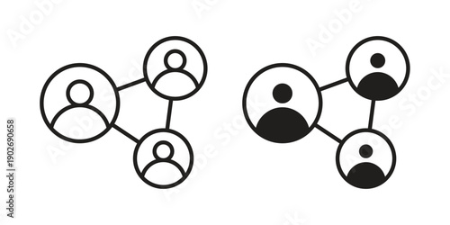 Business Connections icon in black solid style. linear symbol.