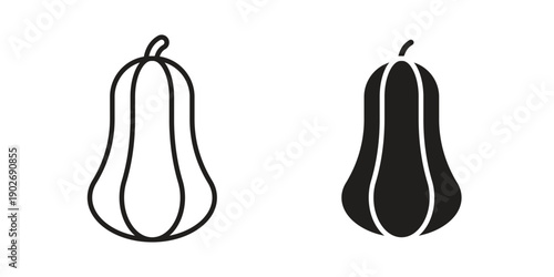 Butternut squash icon in black solid style. linear symbol.