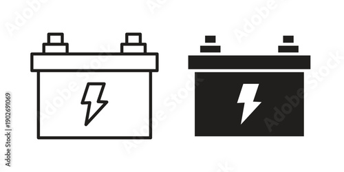 Car Battery icon design silhouette and line art style on white background