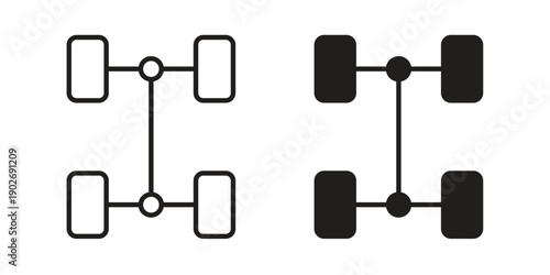 Car chassis icon in black solid style. linear symbol.
