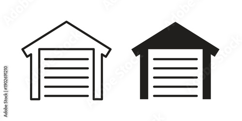 Car garage icon in black solid style. linear symbol.