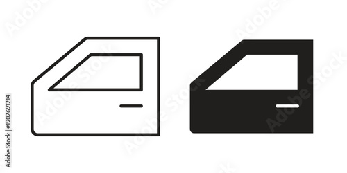 car door icon in black solid style. linear symbol.
