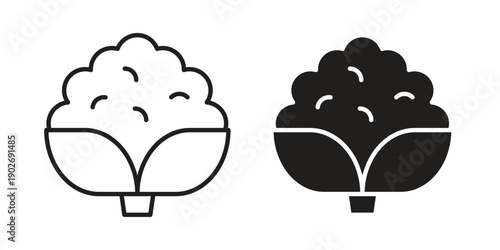 Cauliflower icon in black solid style. linear symbol.