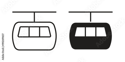 Chairlift icon in black solid style. linear symbol.