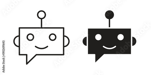 Chat bot assistance icon in black solid style. linear symbol.
