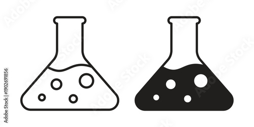Chemical icon in black solid style. linear symbol.