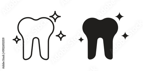 Clean teeth icon in black solid style. linear symbol.