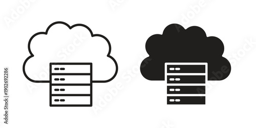 Cloud Computing Server icon in black solid style. linear symbol.