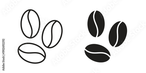 Coffee beans icon in black solid style. linear symbol.
