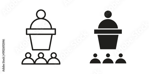 Convention icon in black solid style. linear symbol.