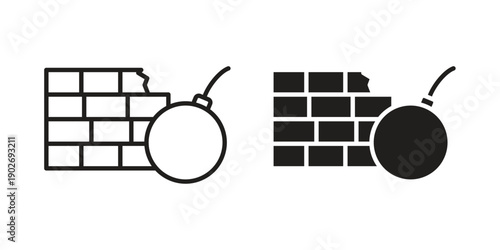 Demolition icon in black solid style. linear symbol.