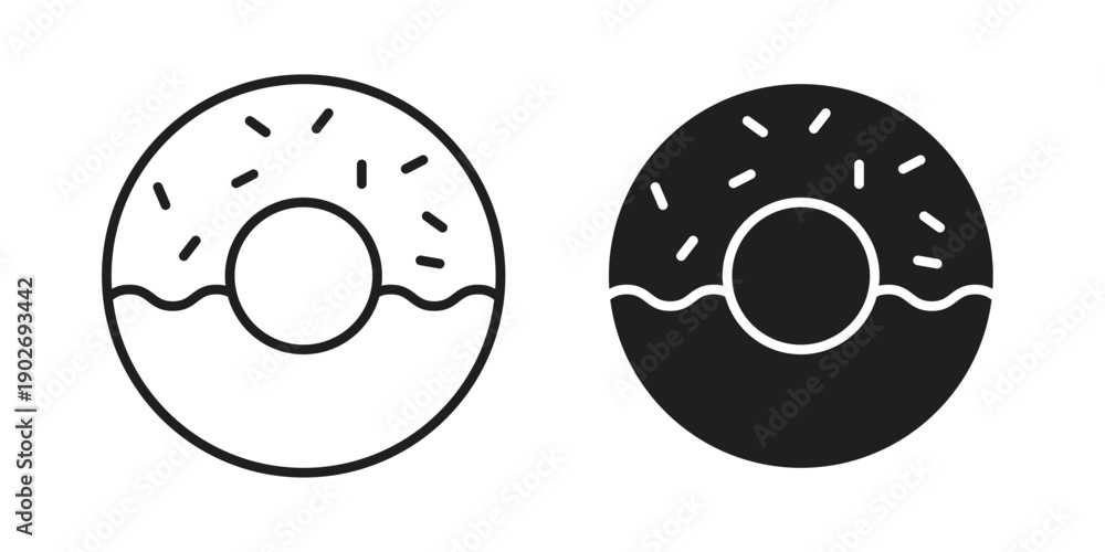 Obraz premium Donut icon in black solid style. linear symbol.